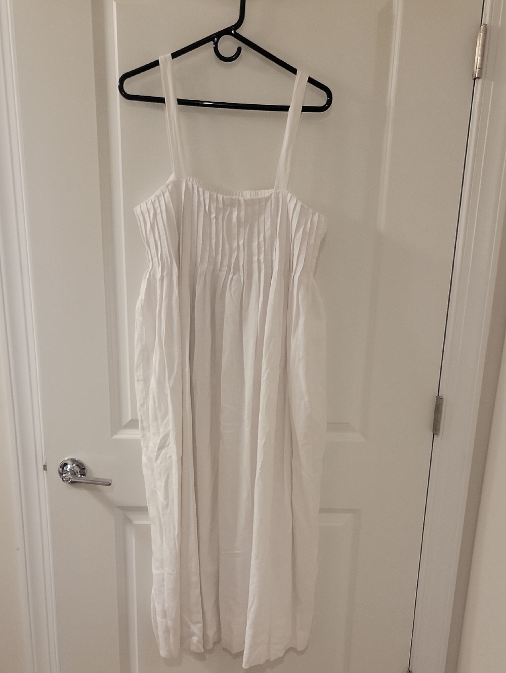White Pintucked Pleats Strap Sundress